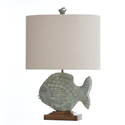 StyleCraft Ocean Blue Sculpted Fin and Scale Fish Table Lamp