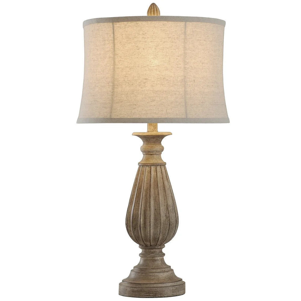 StyleCraft Poly Brown with Black Tint Table Lamp - Beige Shade