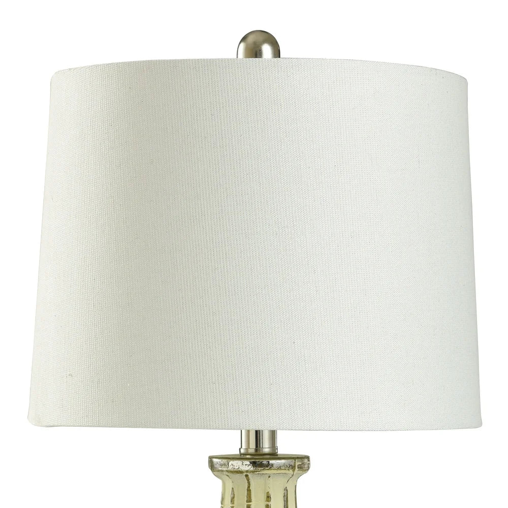 StyleCraft Tabitha Distressed Off White Cream and Chrome Table Lamp - White with Glitter Shine Shade