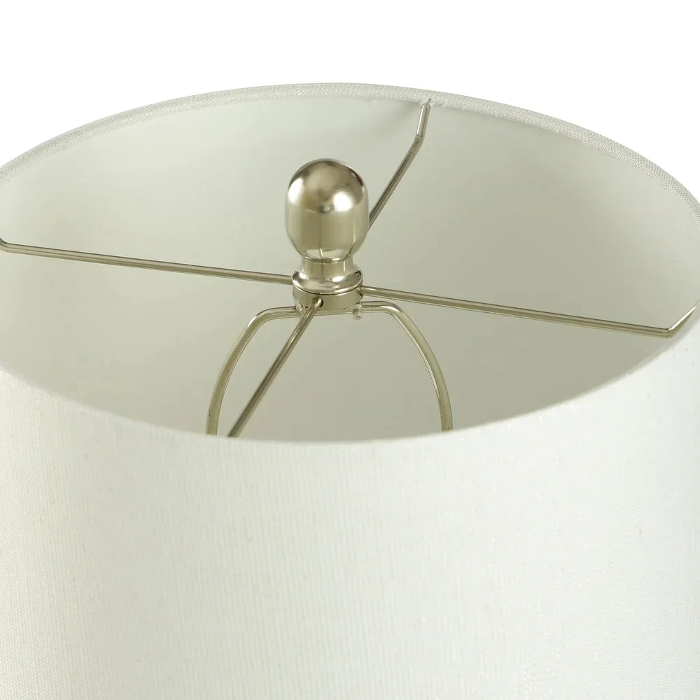 StyleCraft Tabitha Distressed Off White Cream and Chrome Table Lamp - White with Glitter Shine Shade