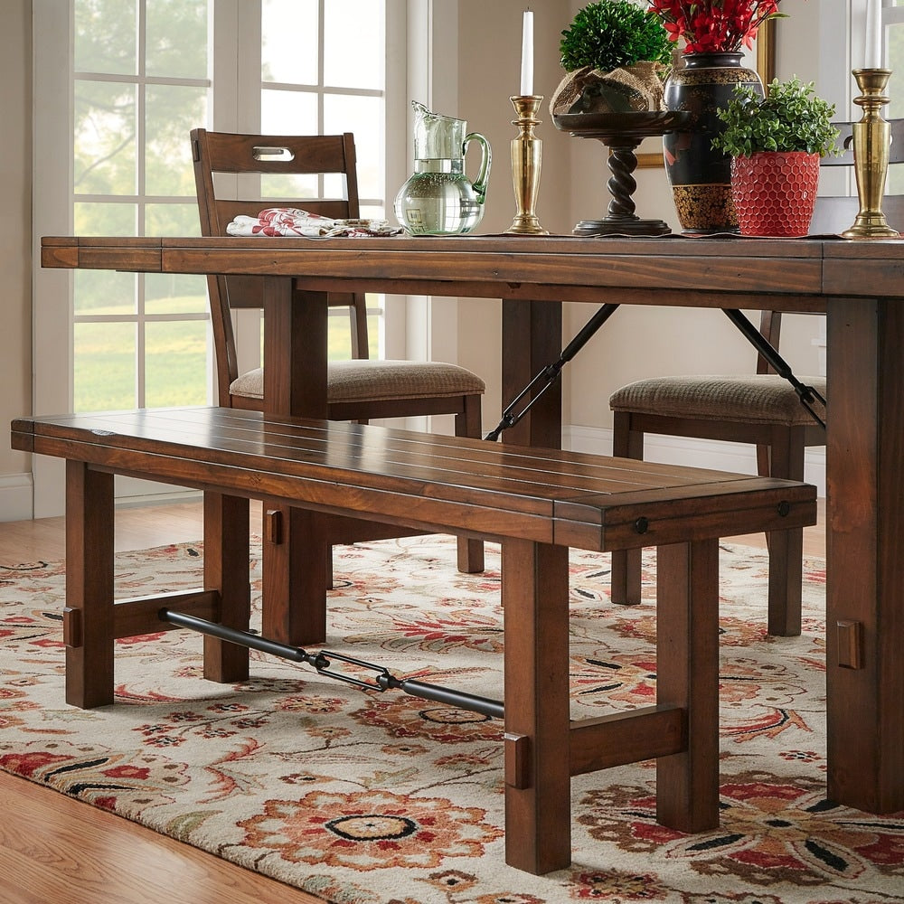 Swindon Rustic Oak Turnbuckle Dining Bench by iNSPIRE Q Classic