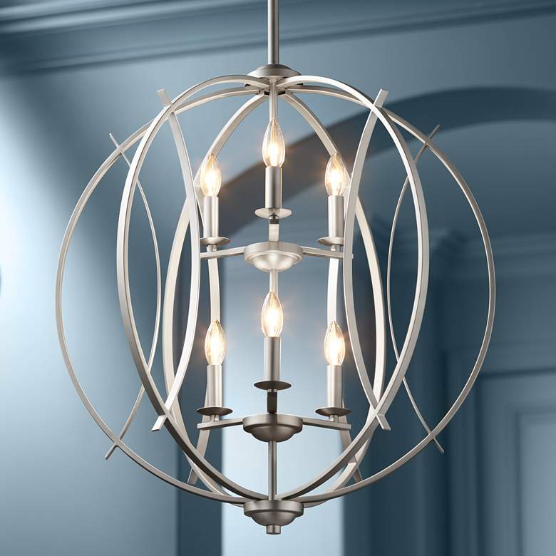 Possini Euro Spherical 24"W Brushed 6-Light Pendant