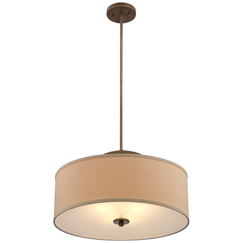 Halsted 20" Wide Linen Shade and Brushed Pendant Light