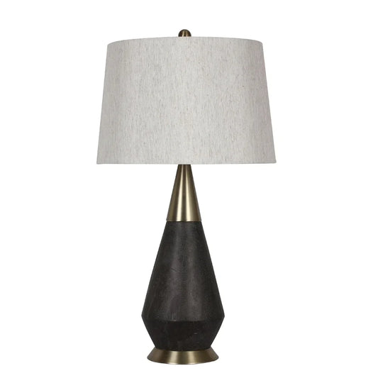 Dark Walnut Polyresin Table Lamp With antique Brass Metal Hardware