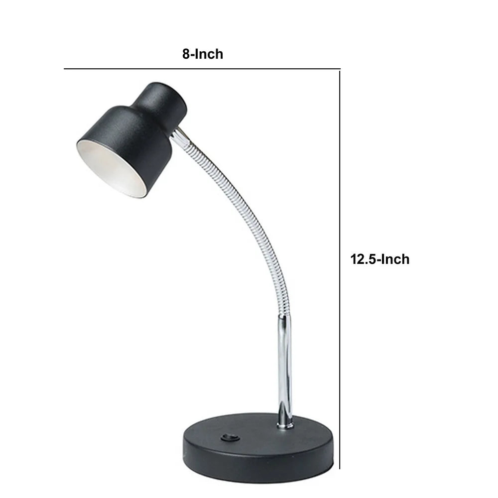 Table Lamp with Adjustable Goose Neck and Shade, Black