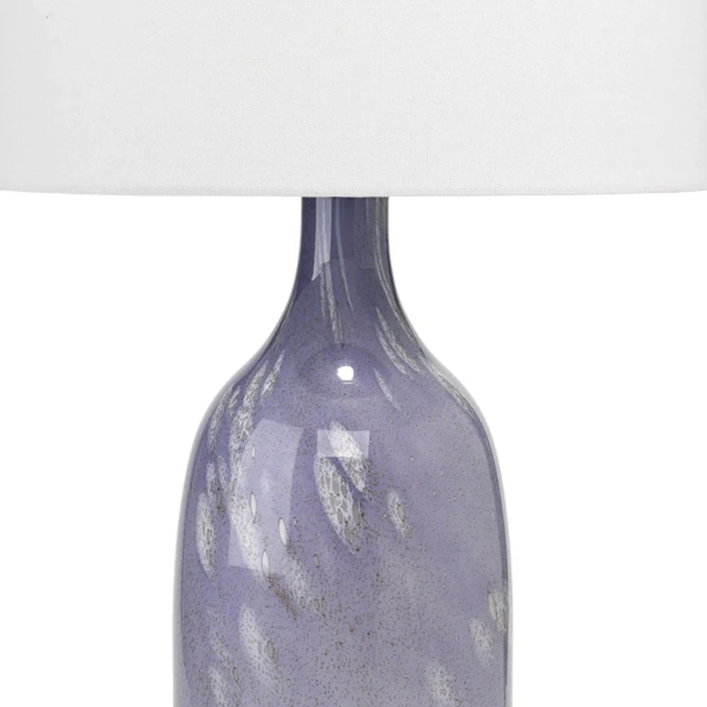 Table Lamp with Fabric Shade and Oblong Glass Body, Gray
