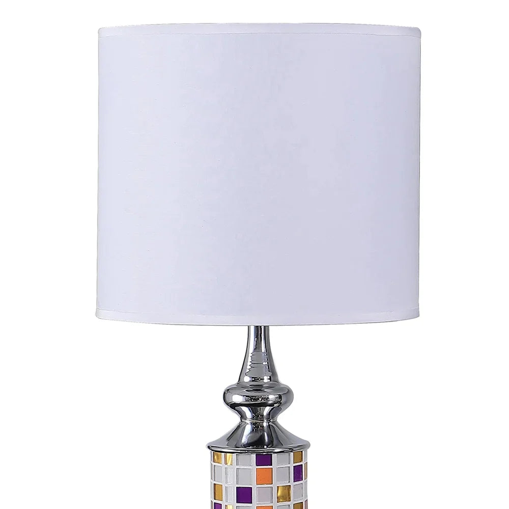 Table Lamp with Glass Cut Out Mosaic Pattern, Silver