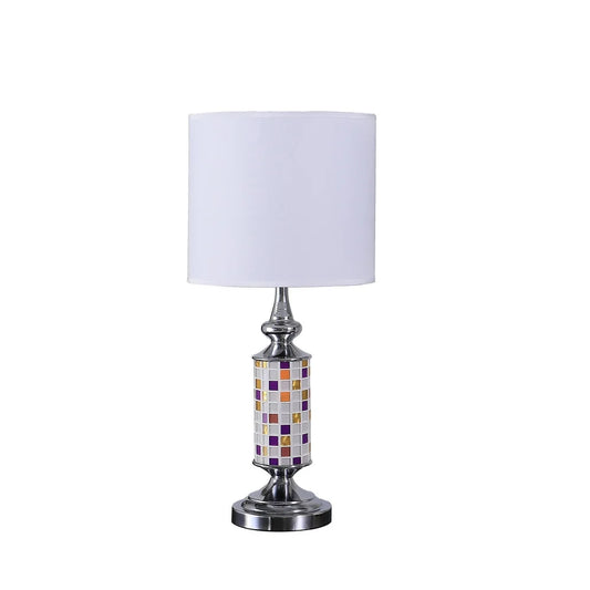 Table Lamp with Glass Cut Out Mosaic Pattern, Silver