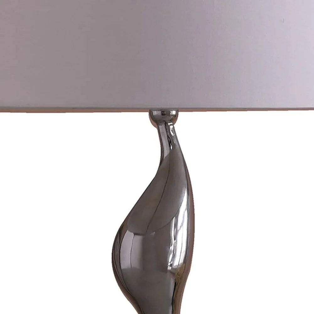 Table Lamp with Metal Female Figurine Base, Silver