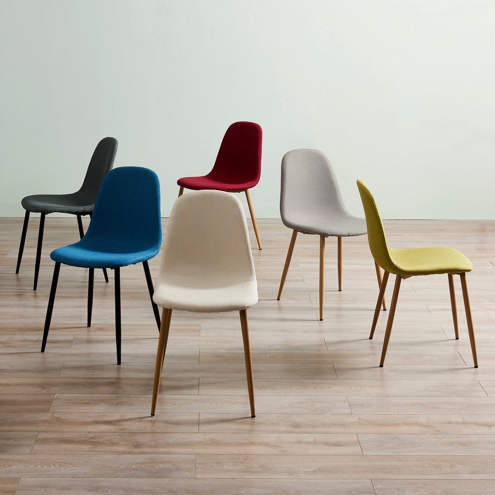Teamson Home Minimalista Dining Chair with Metal Legs, Natural/White