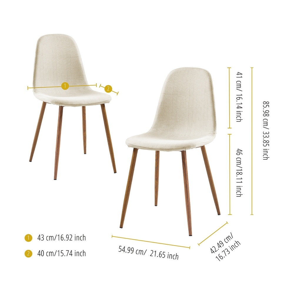 Teamson Home Minimalista Dining Chair with Metal Legs, Natural/White