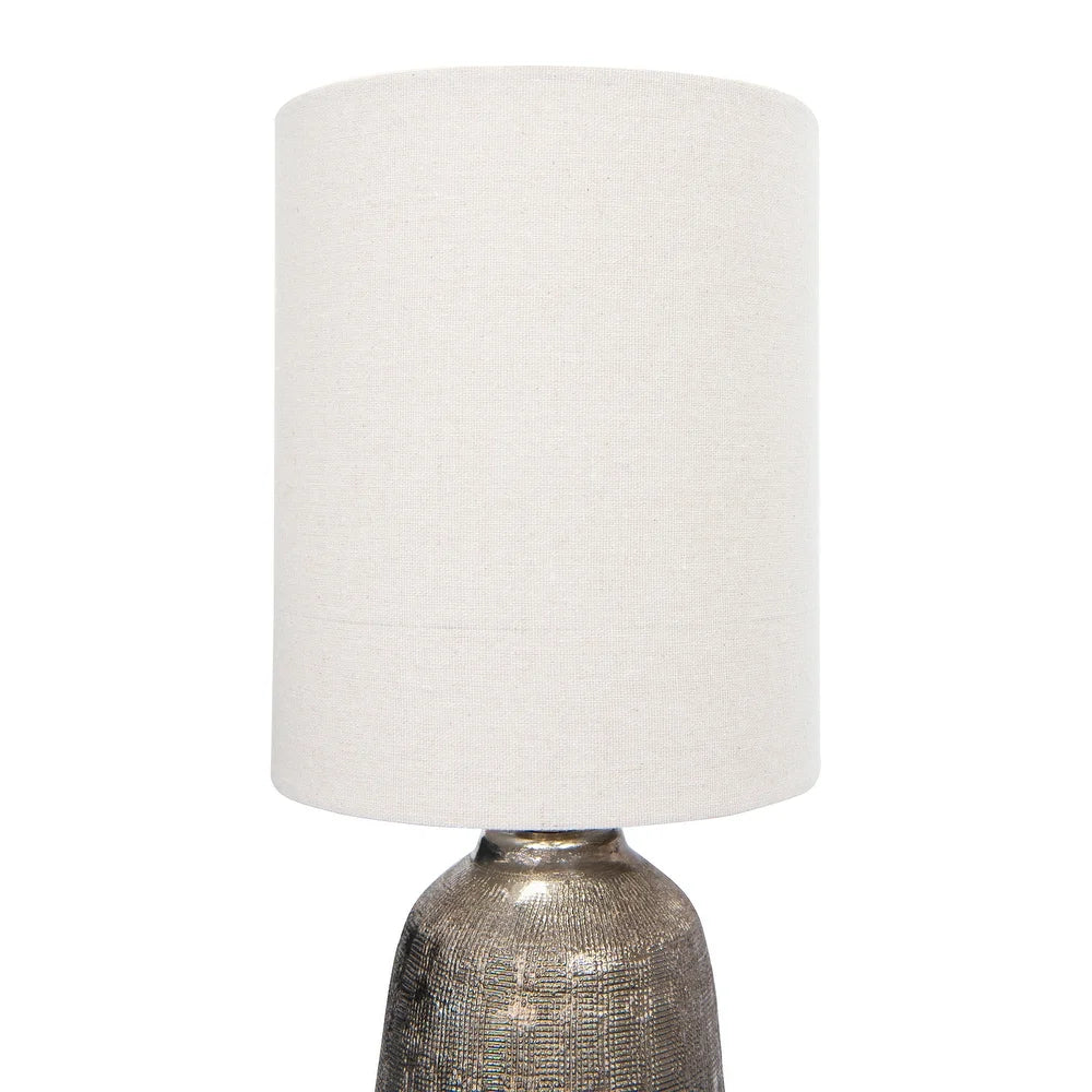 Terracotta Table Lamp with Metallic Glaze & Linen Shade (Set of 2)