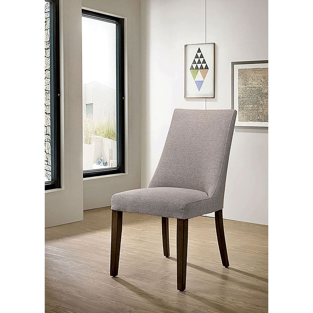 The Woodworth Walnut Finish & Light Beige Fabric Set Of 2 Side Chairs