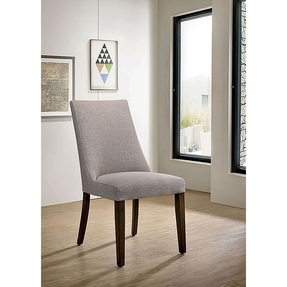 The Woodworth Walnut Finish & Light Beige Fabric Set Of 2 Side Chairs