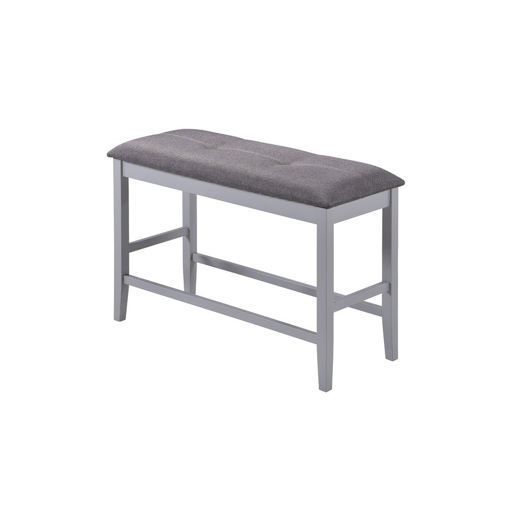 Titanic Finish Adan Matte Gray Wood Bench with Upholstered Seat