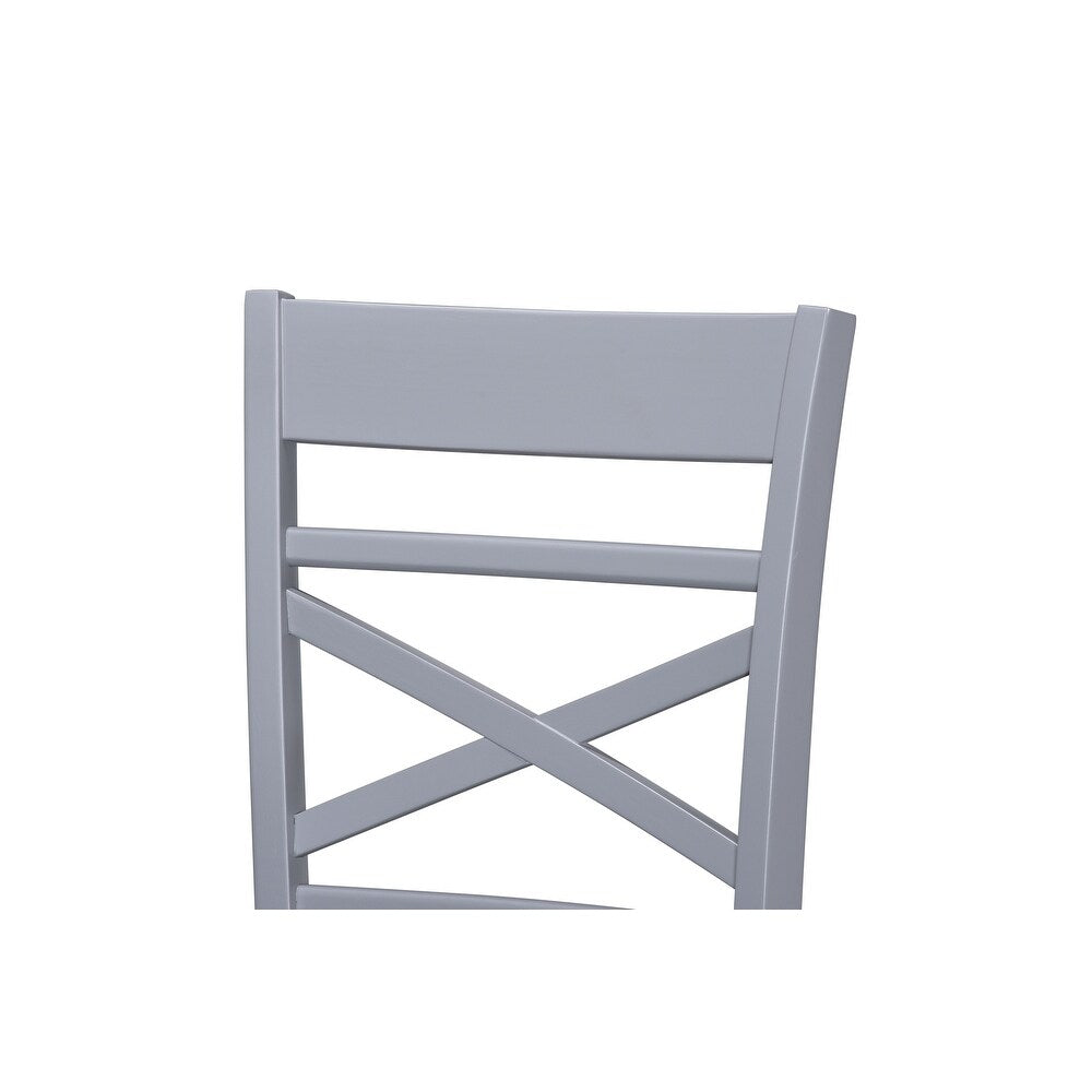 Titanic Furniture Adan Matte Gray Pub Height Wood Chairs with Fabric Seat, Set of 2