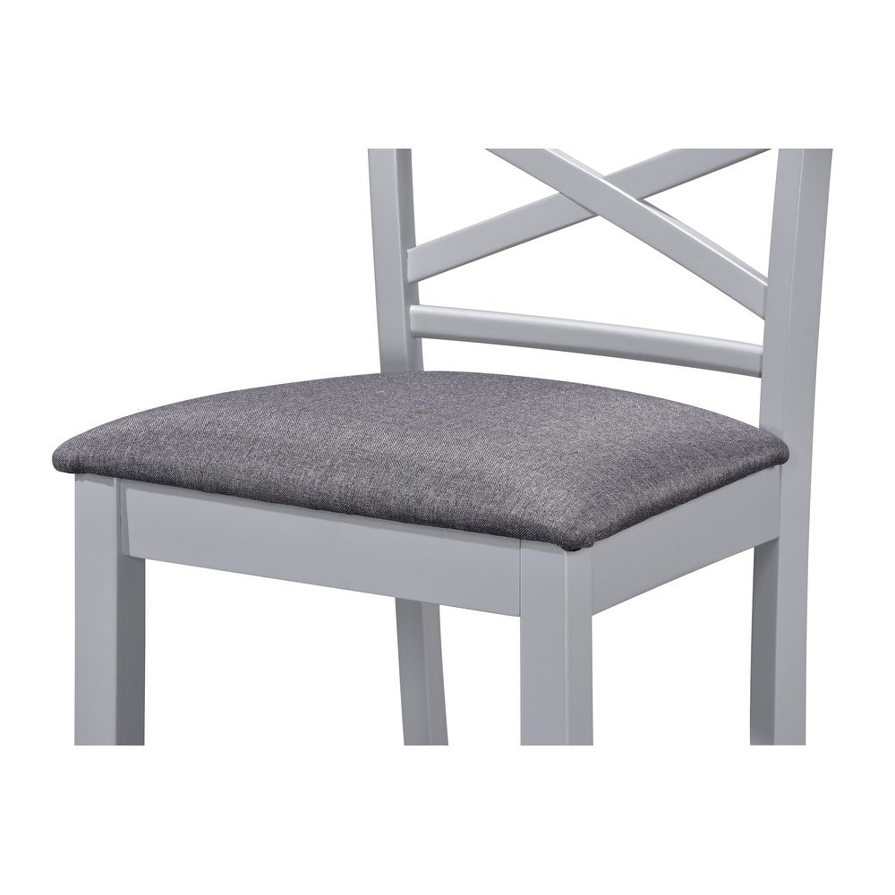 Titanic Furniture Adan Matte Gray Pub Height Wood Chairs with Fabric Seat, Set of 2