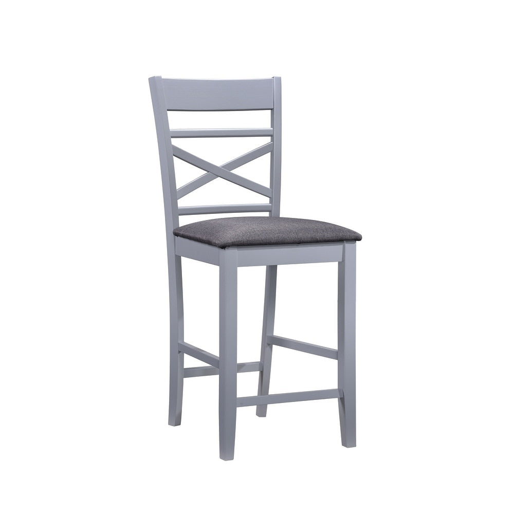 Titanic Furniture Adan Matte Gray Pub Height Wood Chairs with Fabric Seat, Set of 2