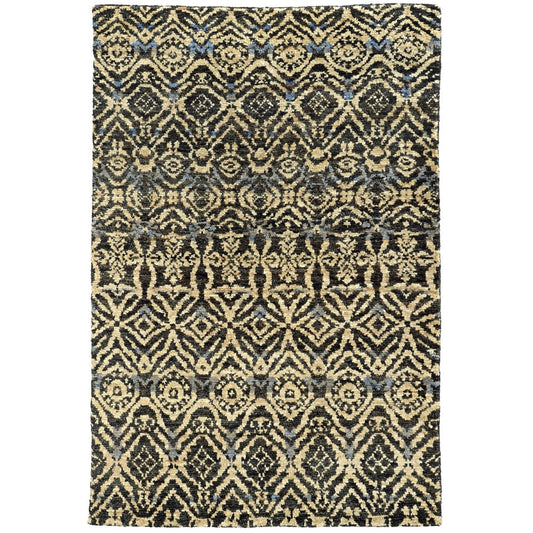 Ansley Batik Trellis Black/ Beige Handmade Jute Soft Area Rug