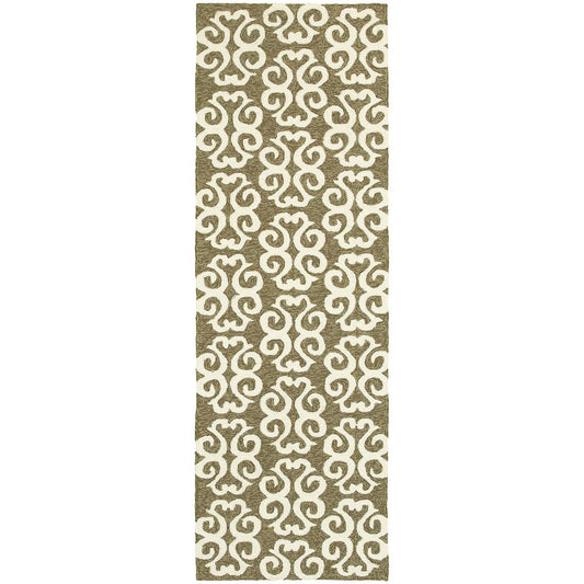 Atrium Scrollwork Trellis Hand-hooked Indoor/Outdoor Soft Area Rug