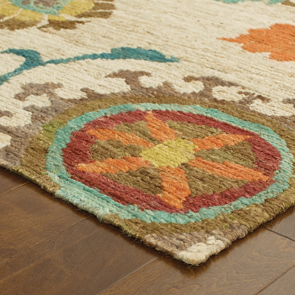 Valencia Floral Hand-woven Jute Soft Area Rug