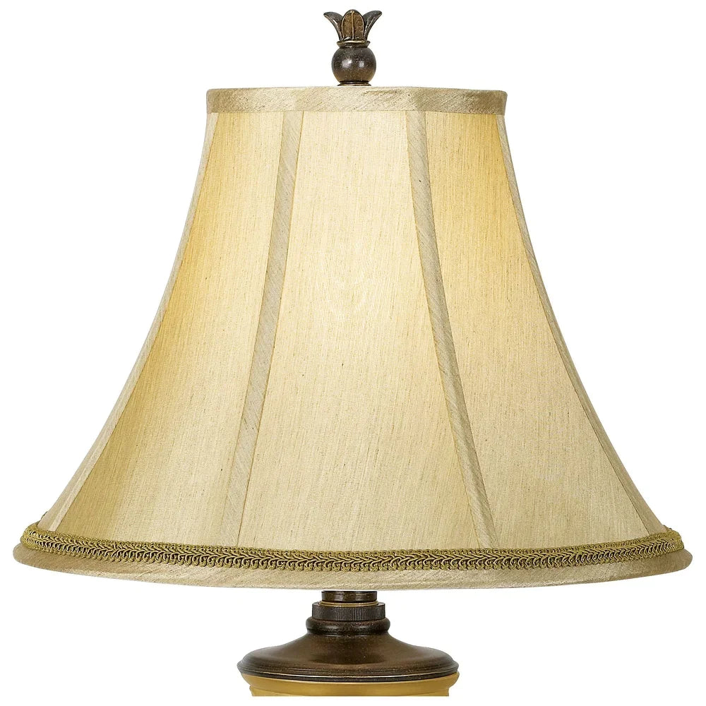 Traditional Table Lamp with Nightlight 30" Tall Antique Bronze Glass Flared Bell Shade