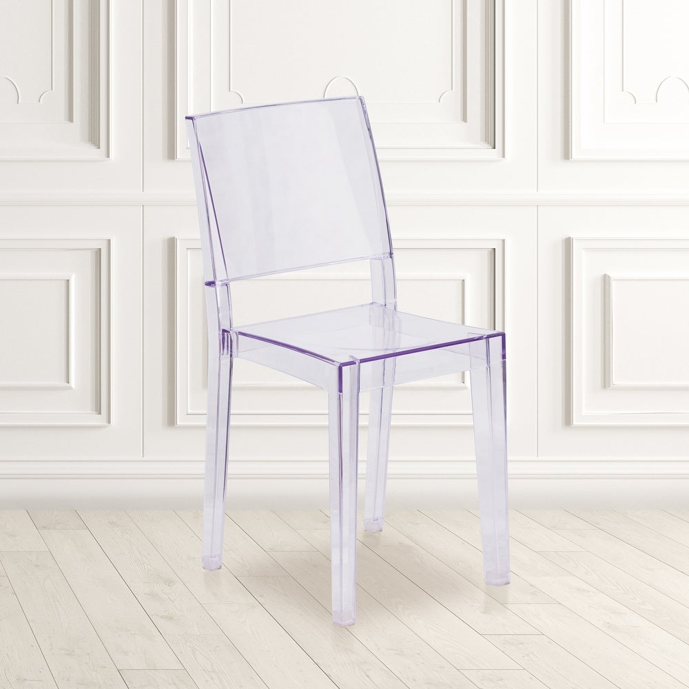 Transparent Stacking Side Chair - Armless Side Chair - Resin Stack Chair - 16.25"W x 20"D x 34"H