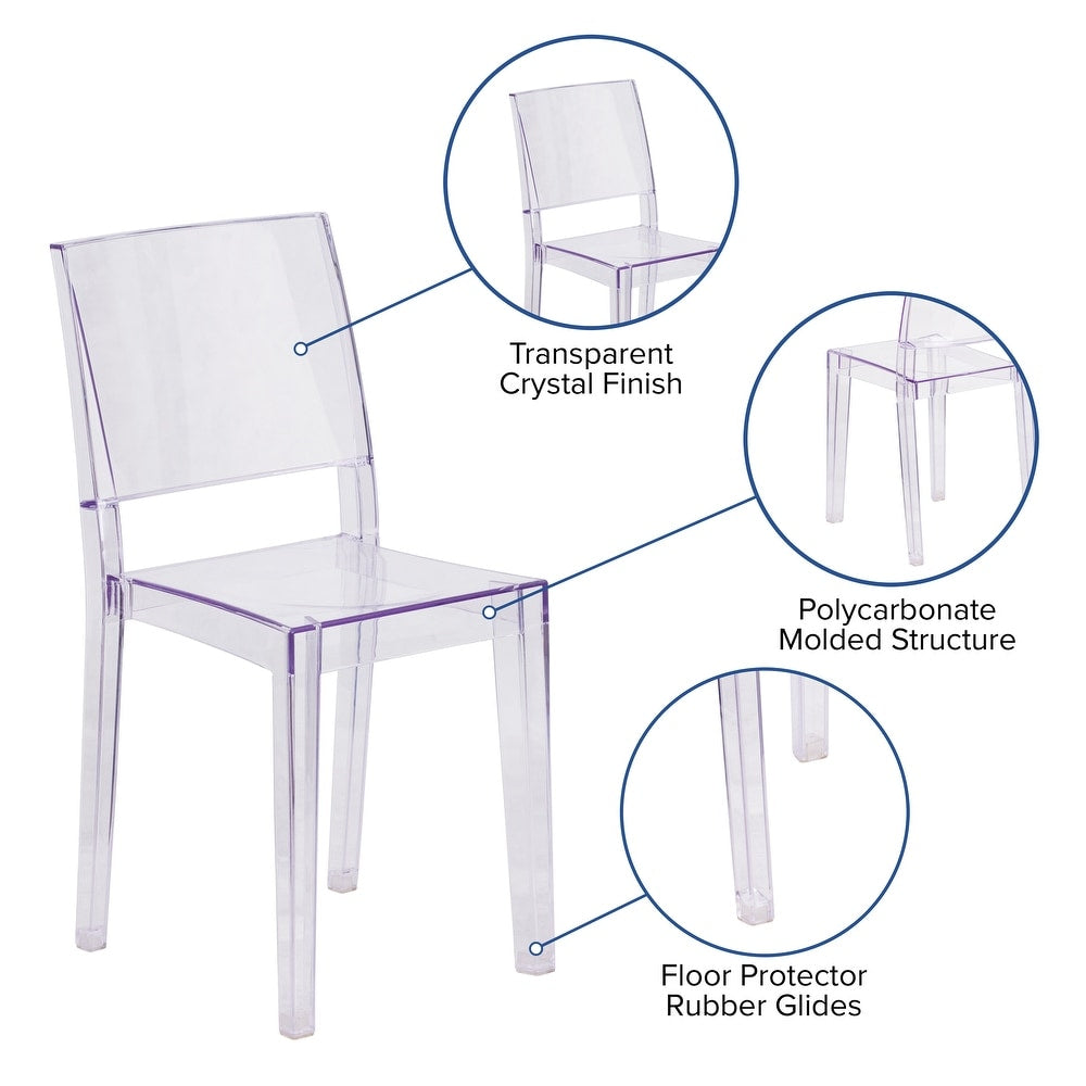 Transparent Stacking Side Chair - Armless Side Chair - Resin Stack Chair - 16.25"W x 20"D x 34"H