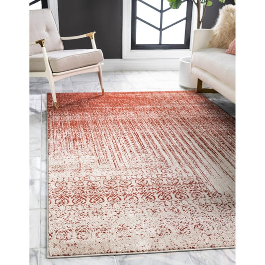 Modern Distressed Red Soft Area Rug