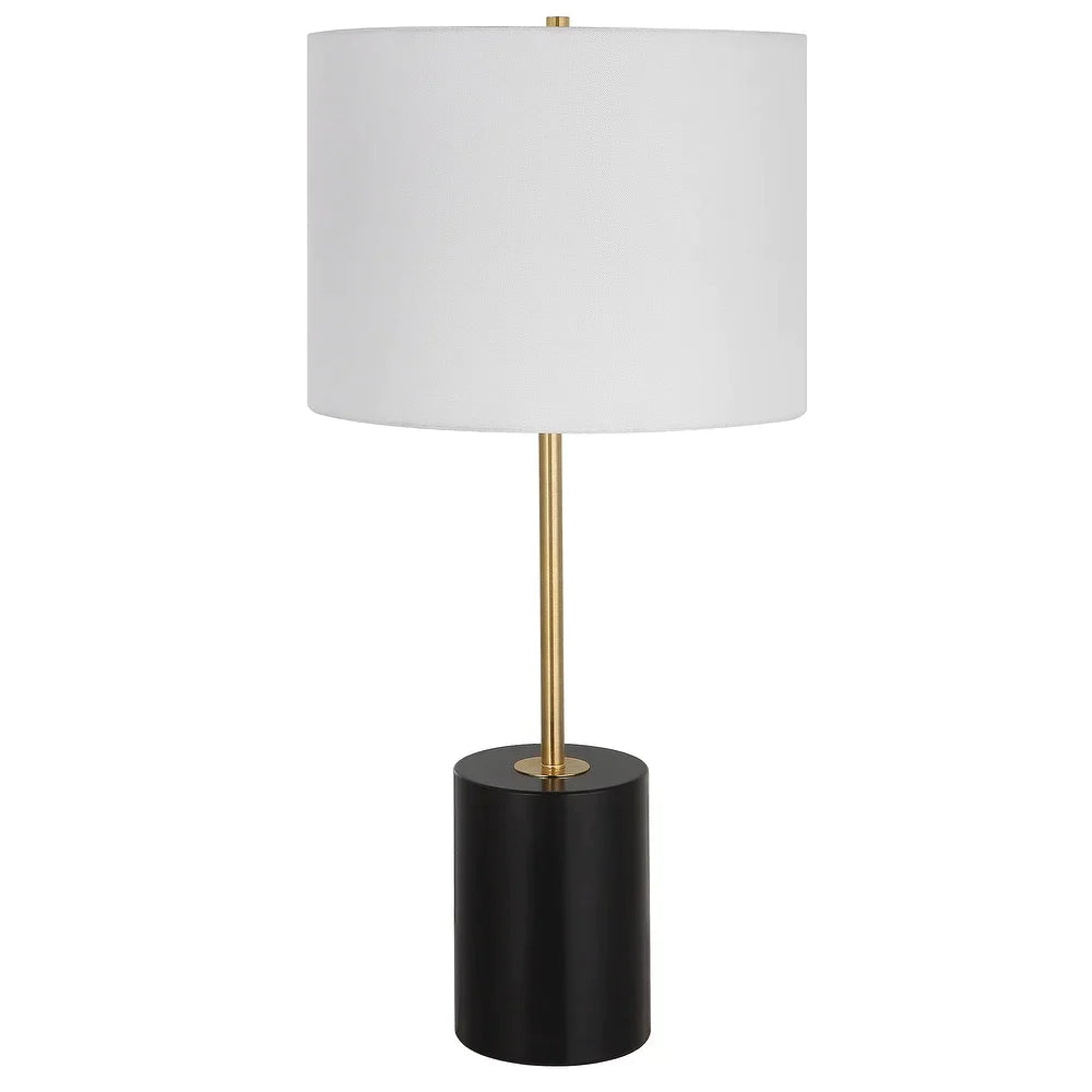 Uttermost Contemporary Black Table Lamp with Round Hardback Shade - 13"D x 13"W x 27.5"H