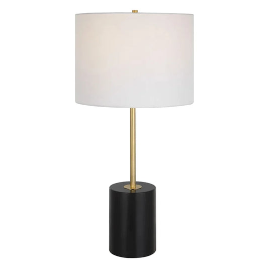 Uttermost Contemporary Black Table Lamp with Round Hardback Shade - 13"D x 13"W x 27.5"H