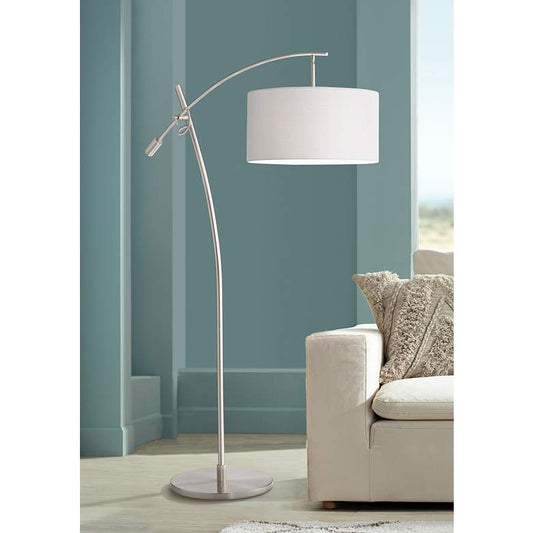 Possini Euro Raymond Brushed Nickel Boom Arc Floor Lamp