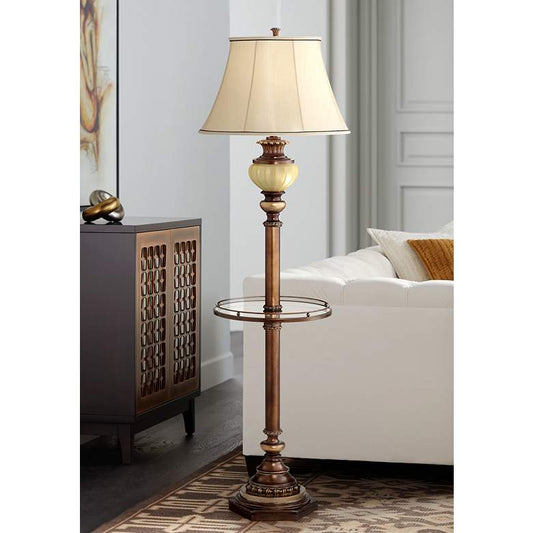 Kathy Ireland 65" High Night Light Glass Tray Floor Lamp