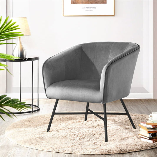 Velvet Club Accent Chair, Gray