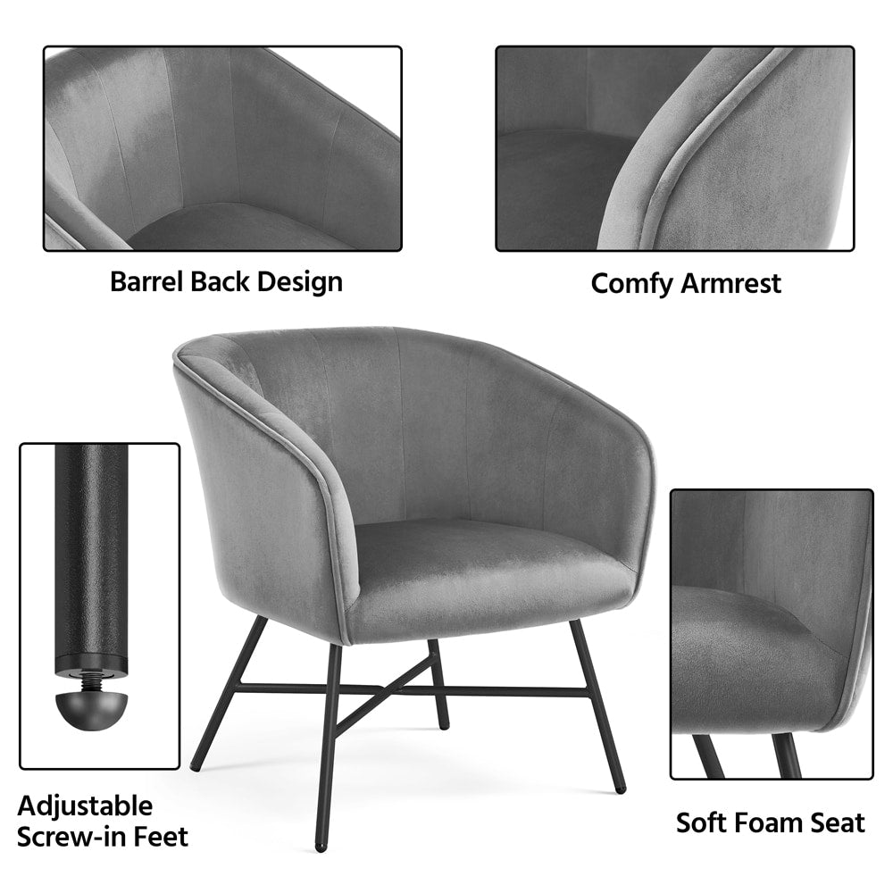 Velvet Club Accent Chair, Gray