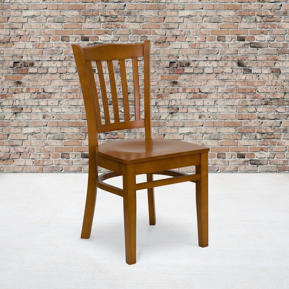 Vertical Slat Back Wooden Restaurant Chair - 16.75"W x 20.75"D x 34.5"H