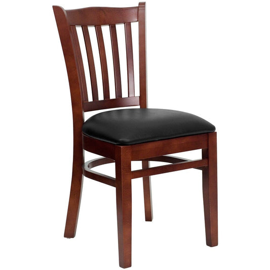 Mahogany Hardwood Slat Back Restaurant Chair - 17.5"W x 20.75"D x 34.5"H