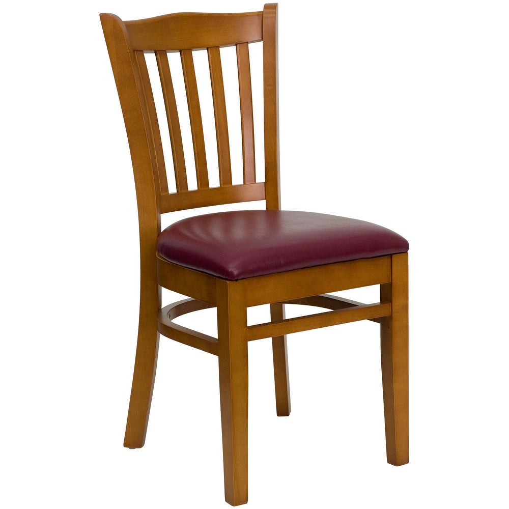 Cherry Hardwood Slat Back Restaurant Chair - 17.5"W x 20.75"D x 34.5"H