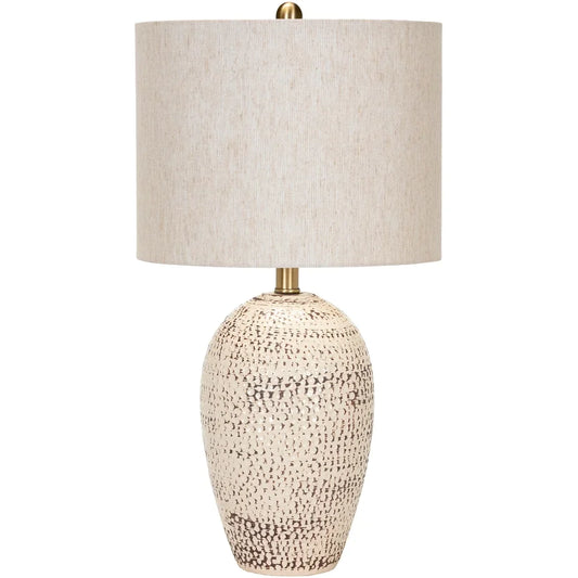 Vylko Textured Ceramic 24-inch Table Lamp - 24"H x 13"W x 13"D - Beige