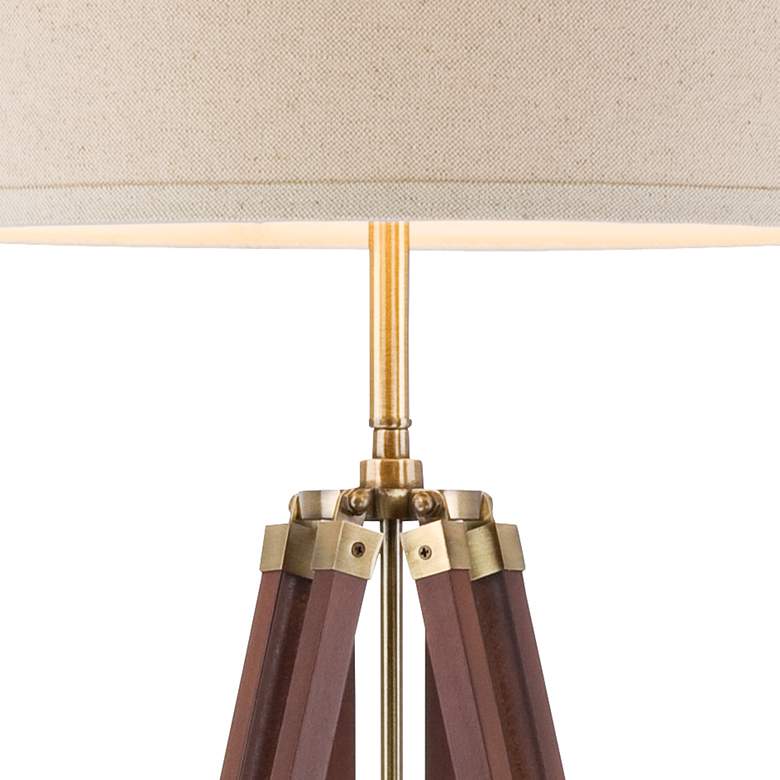 Surveyor Cherry Wood Tripod Floor Lamp by Possini Euro