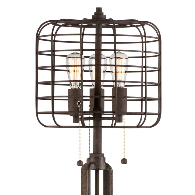 Industrial Cage Bronze Floor Lamp with Edison LED Bulbs
