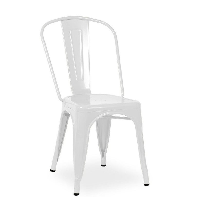 White Metal Armless Chair - 33'' H (SH 18") x 18'' W x 20'' D
