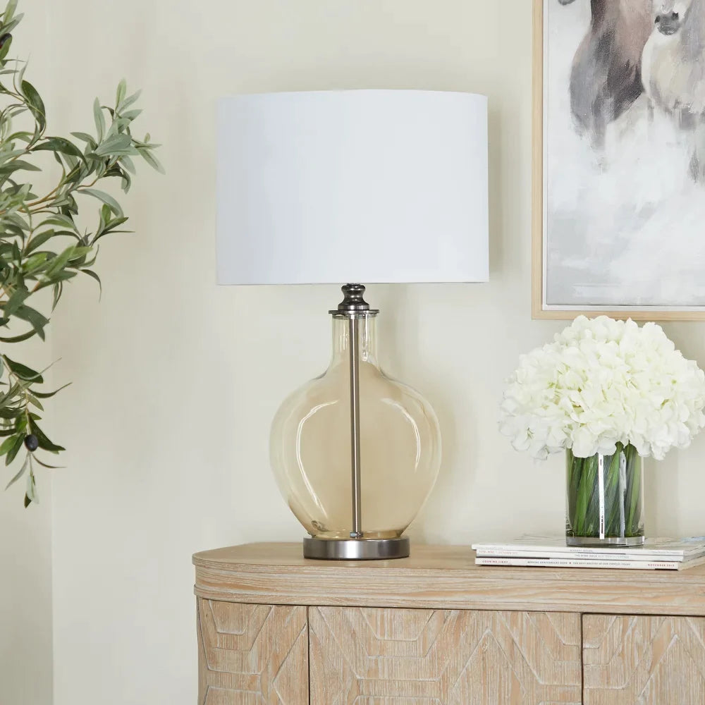 White Polyester Traditional Table Lamp - 17 x 17 x 27