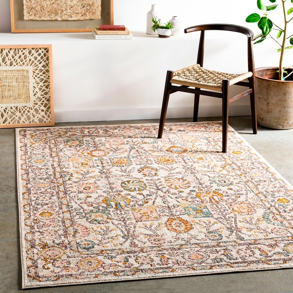 Willa Bordered Floral Area Rug