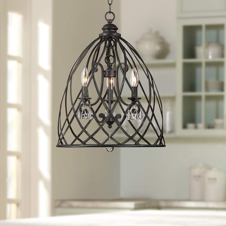 Franklin Iron Works Bell Cage 22" High Metal Mini Chandelier