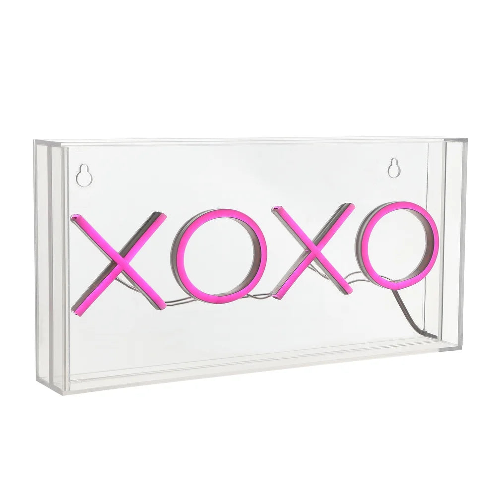 Yass 11.75" Contemporary Glam Acrylic Box USB Operated LED Neon Light, Pink by JONATHAN Y - 1 Bulb
