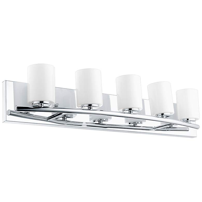 Abete - 5-Light Bath Vanity Light - Chrome - White Glass