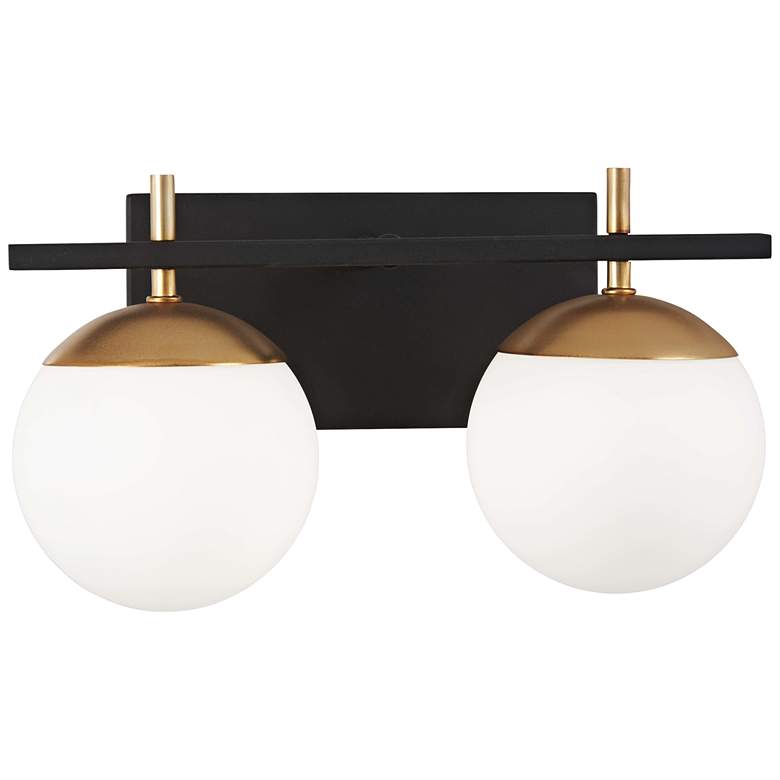 Alluria 8 1/2" High Black and Gold 2-Light Wall Sconce