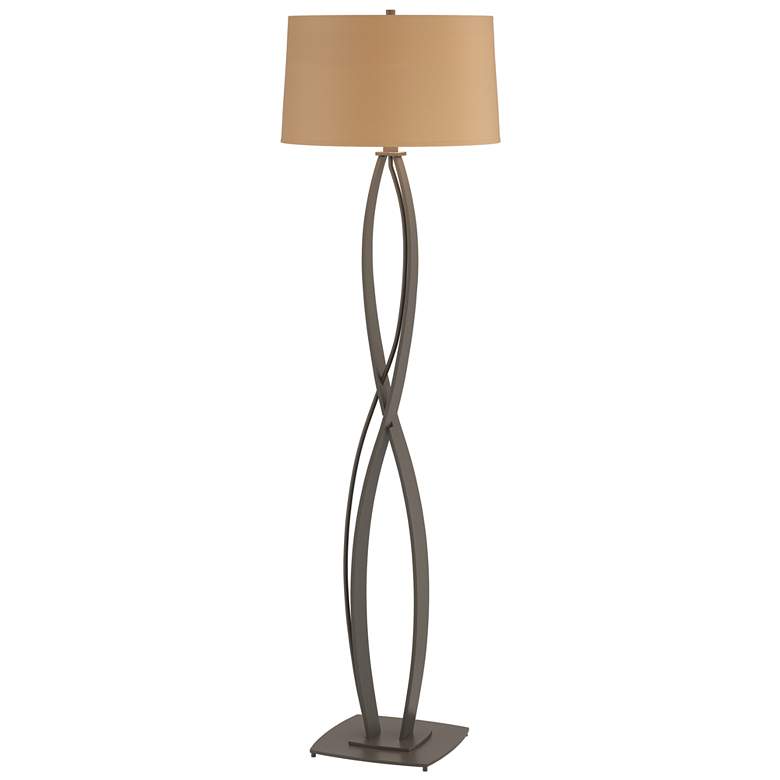 Almost Infinity Floor Lamp - Dark Smoke Finish - Doeskin Suede Shade