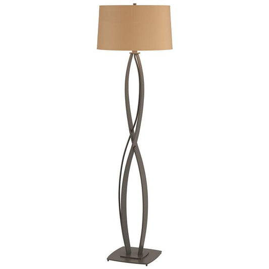 Almost Infinity Floor Lamp - Dark Smoke Finish - Doeskin Suede Shade